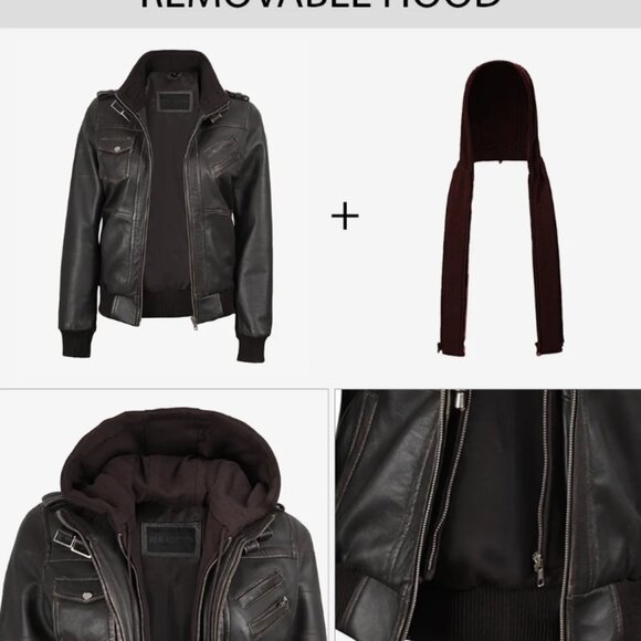 Distressed Style 100% Leather Bomber Jacket – New - Picture 5 of 14